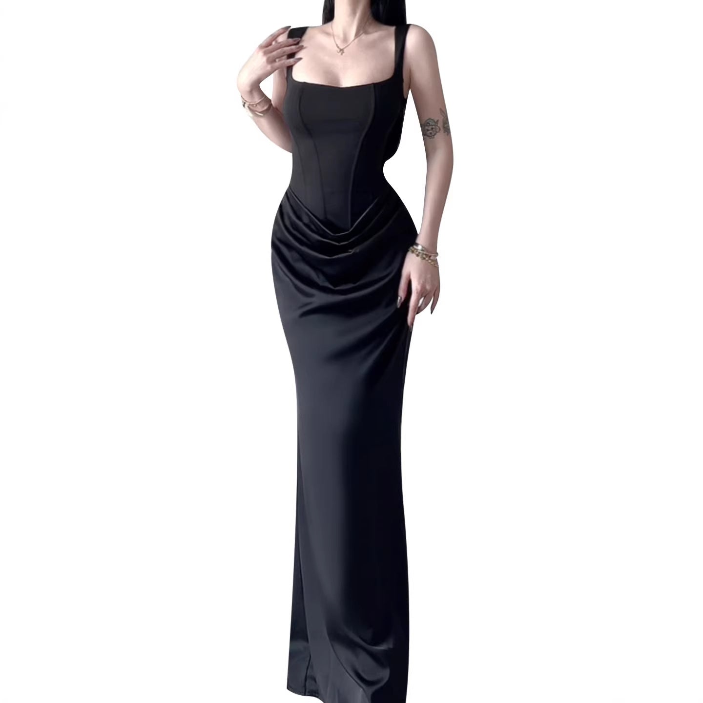 Sleeveless Backless Bodycon Long Dress with Fish Tail Hem